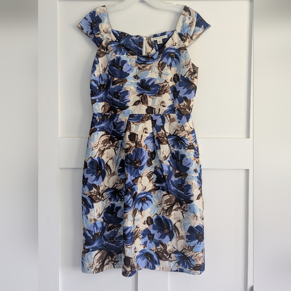 Banana Republic Floral Blue and Brown Dress Sz 2